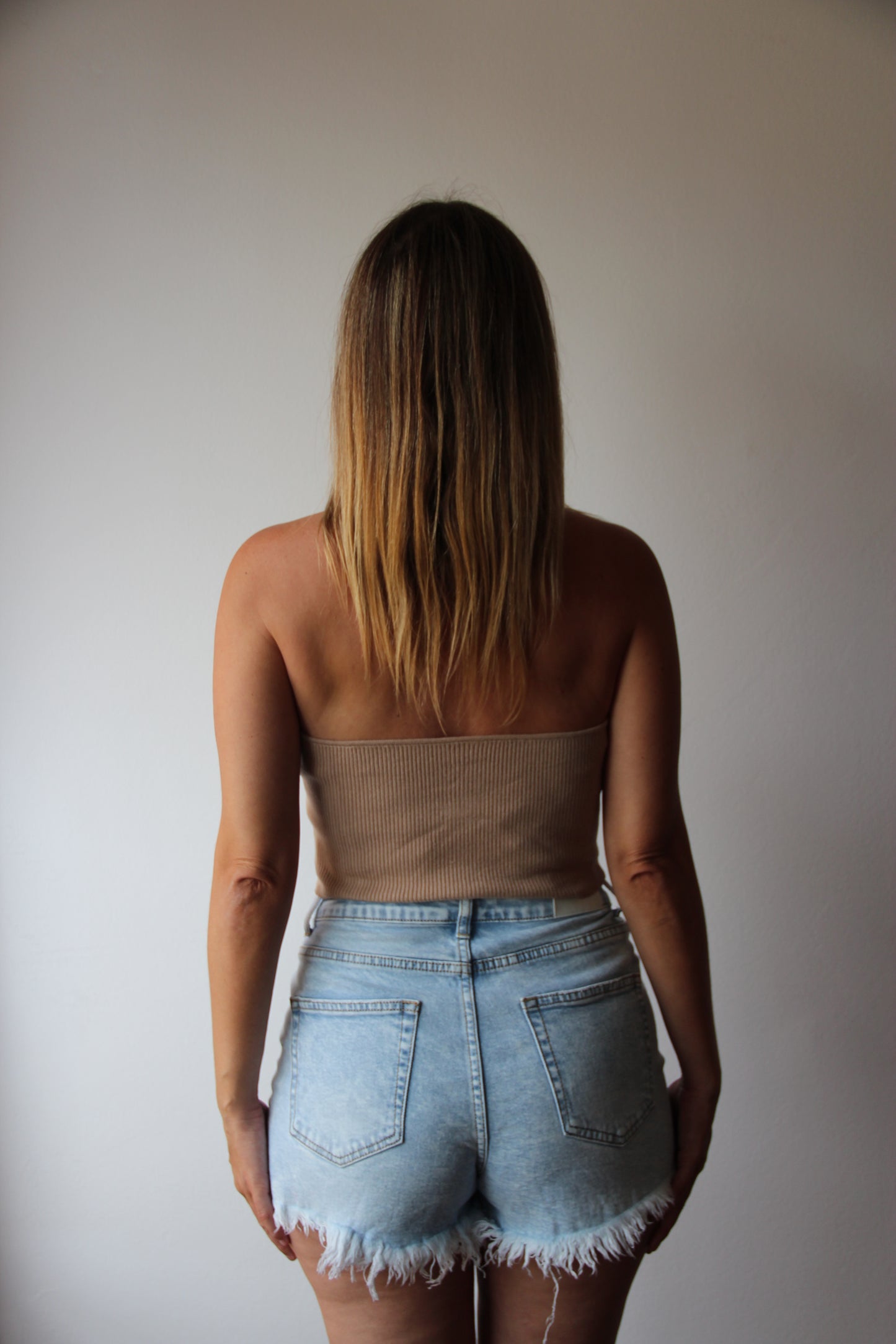Top Halter Cuello Camisero Camel