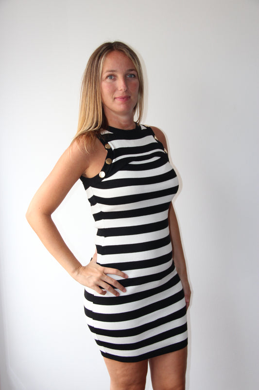Vestido de Rayas Marinero Negro