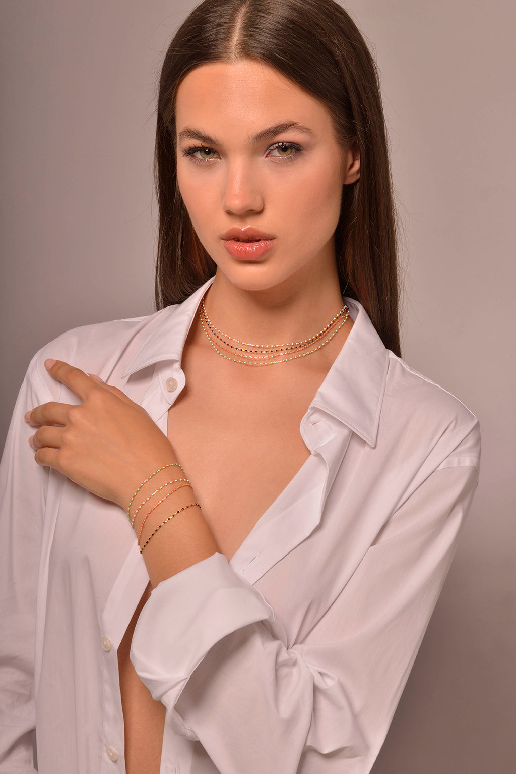 COLLAR PLATA CHAPADO DORADO BOLITAS ESMLALTADAS MENTA