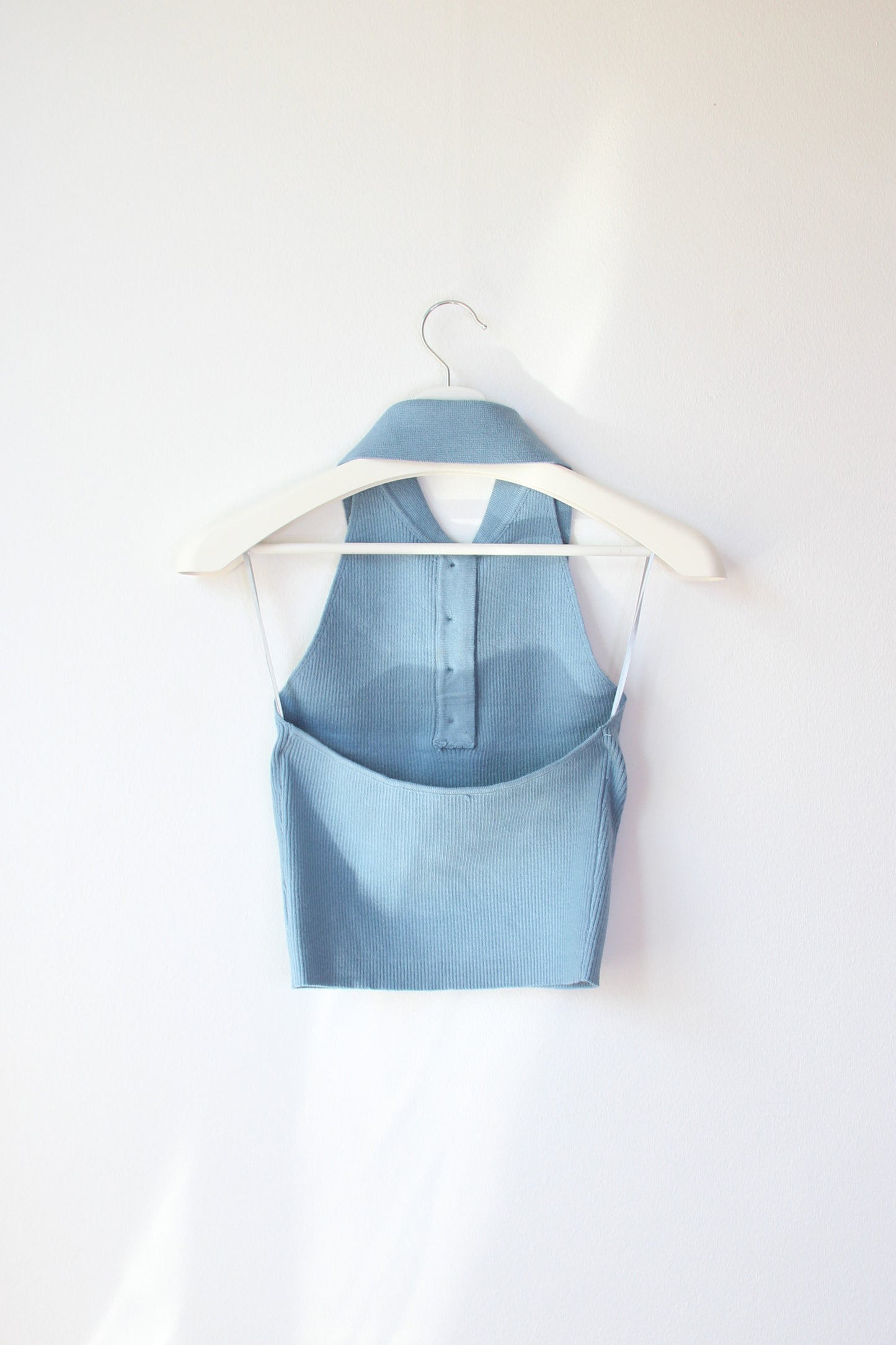 Top Halter Cuello Camisero Azul