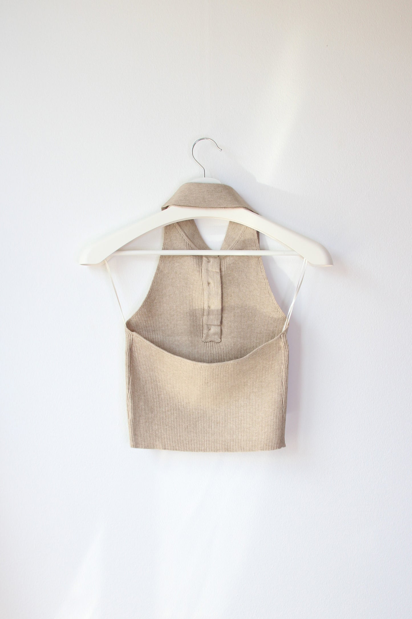 Top Halter Cuello Camisero Topo