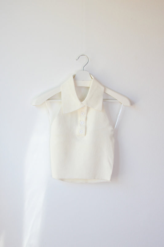 Top Halter Cuello Camisero Blanco